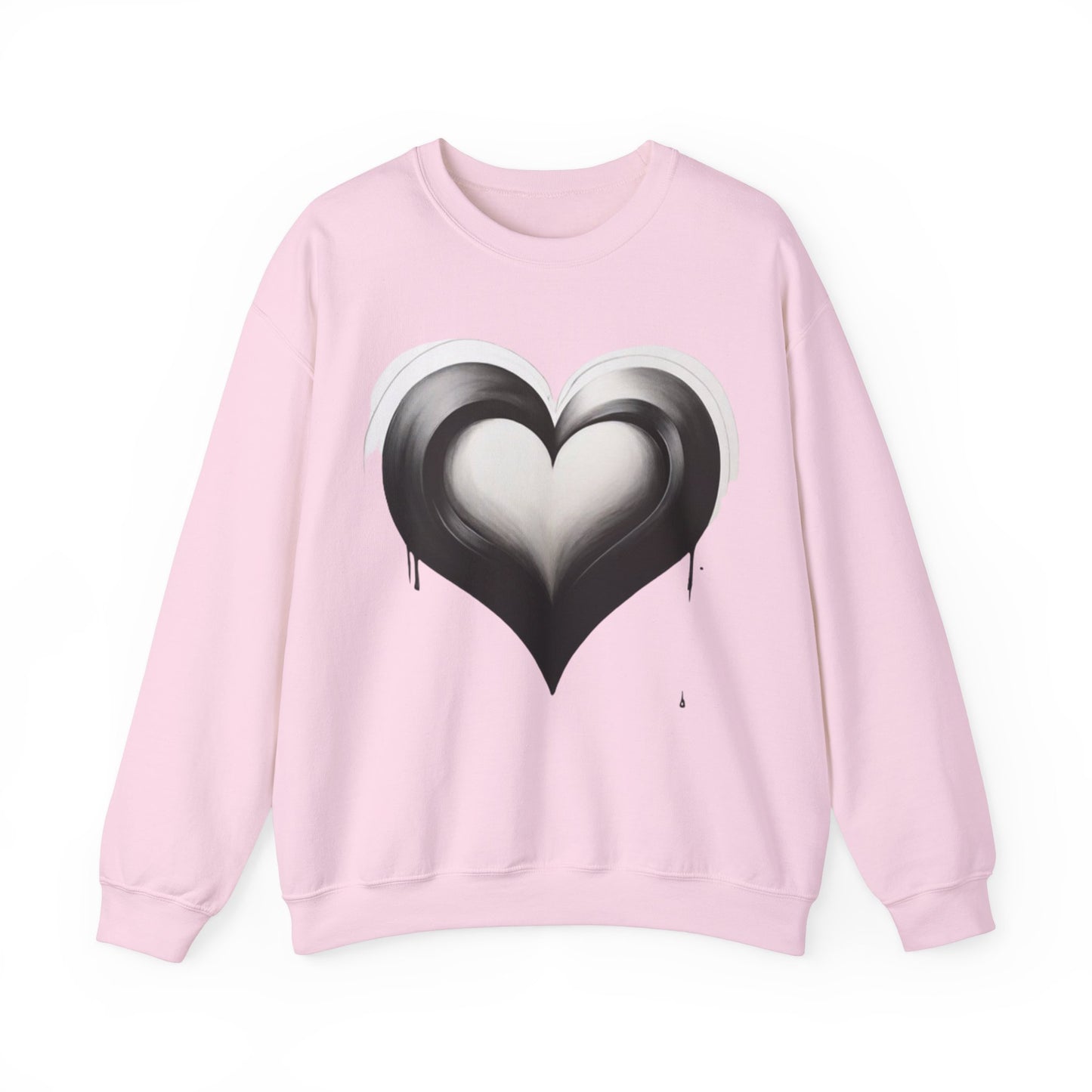 Black and White Love Heart - Unisex Crewneck Sweatshirt