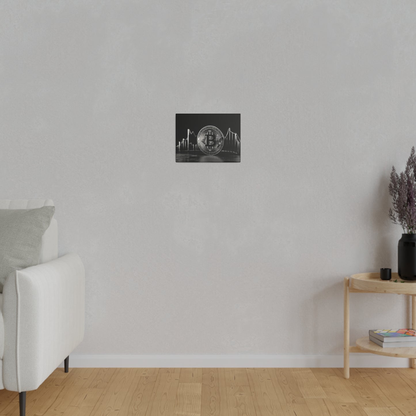 Black And White Bitcoin - Matte Canvas, Stretched, 0.75"