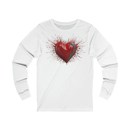 Messy Red Exploding Love Heart - Unisex Jersey Long Sleeve Tee