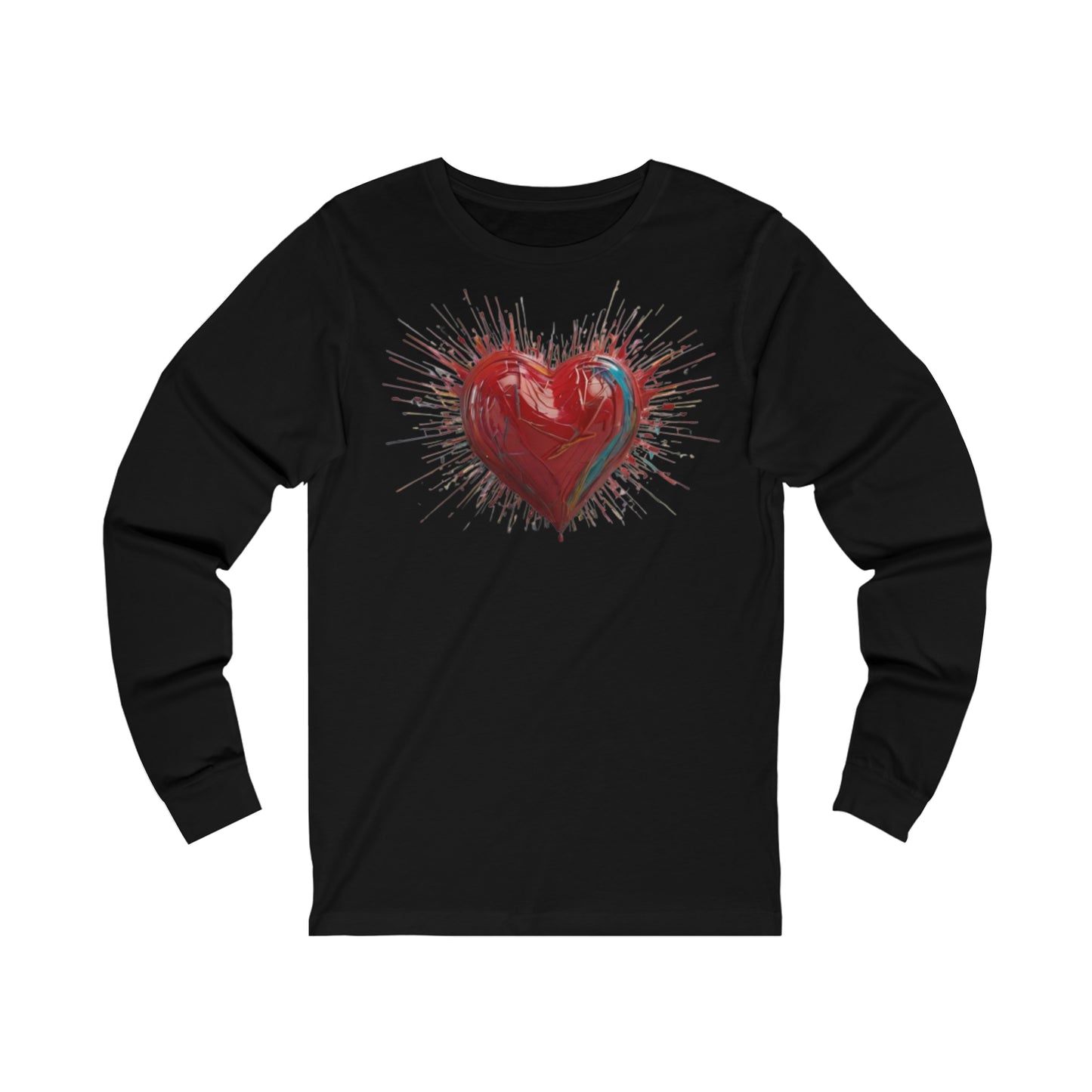 Messy Red Exploding Love Heart - Unisex Jersey Long Sleeve Tee