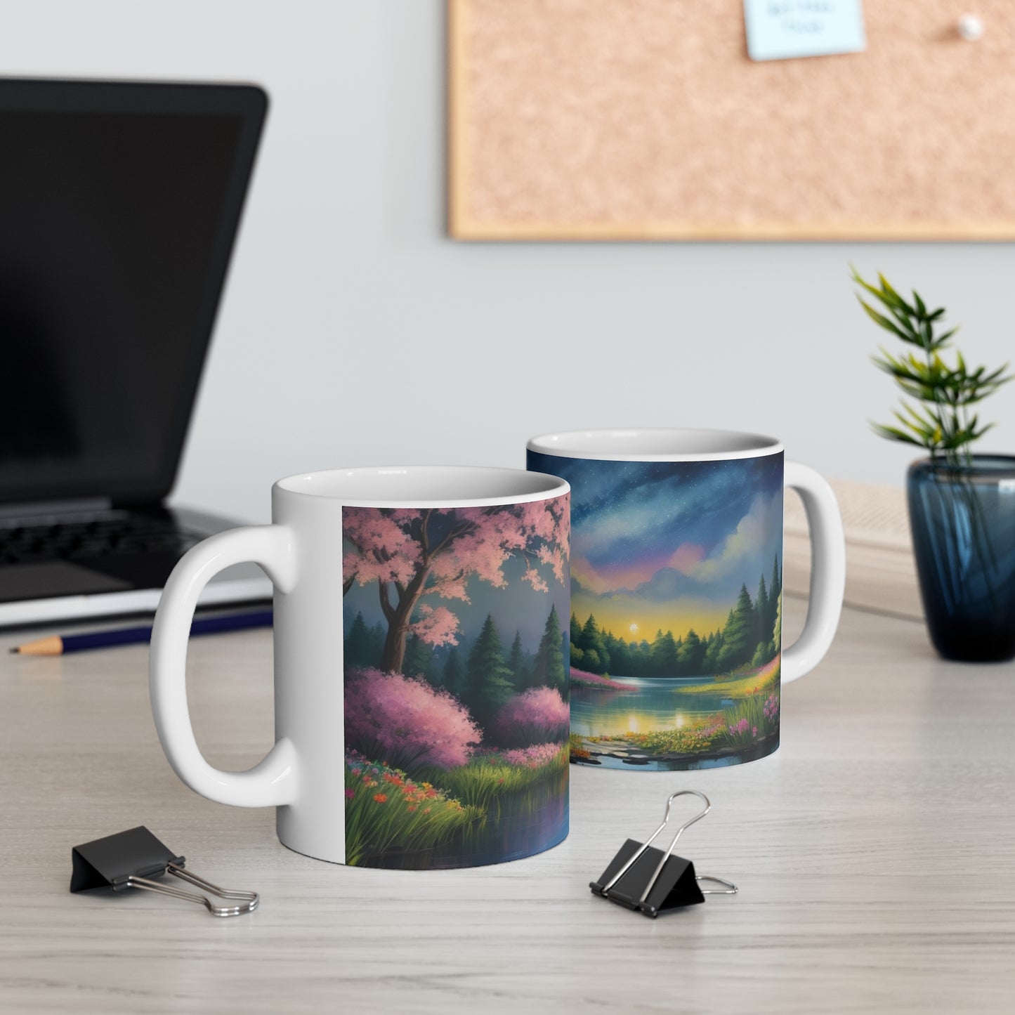 Flowers Lake Mug - Ceramic Coffee Mug 11oz