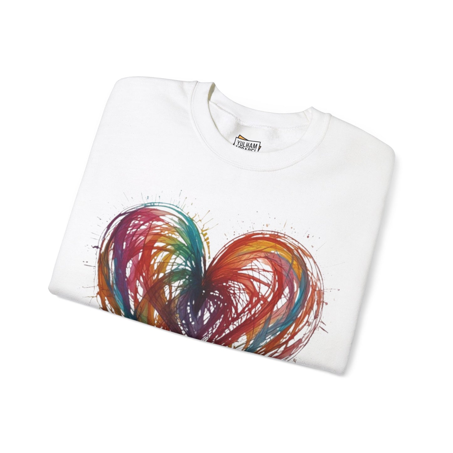 Colourful Messy Lines Transparent Love Heart - Unisex Crewneck Sweatshirt