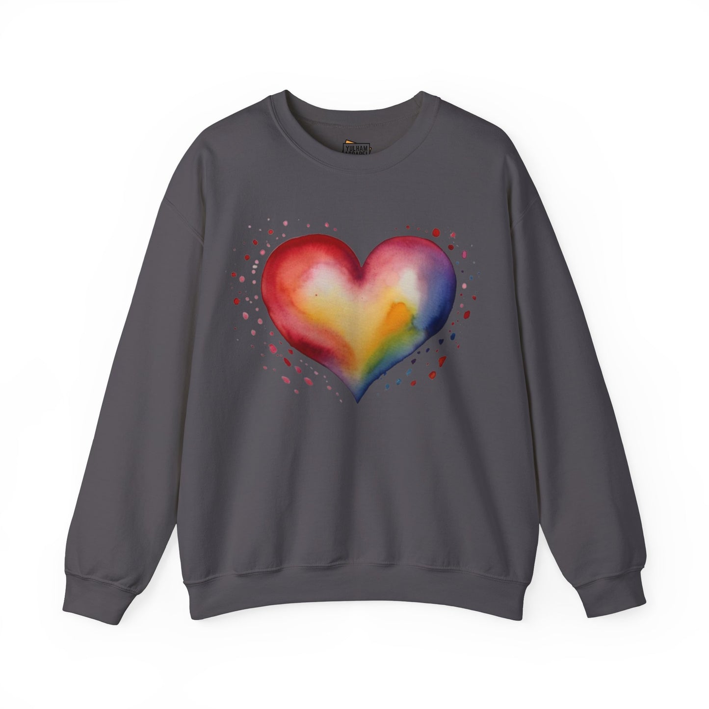 Colourful Watercolour Style Love Heart - Unisex Crewneck Sweatshirt