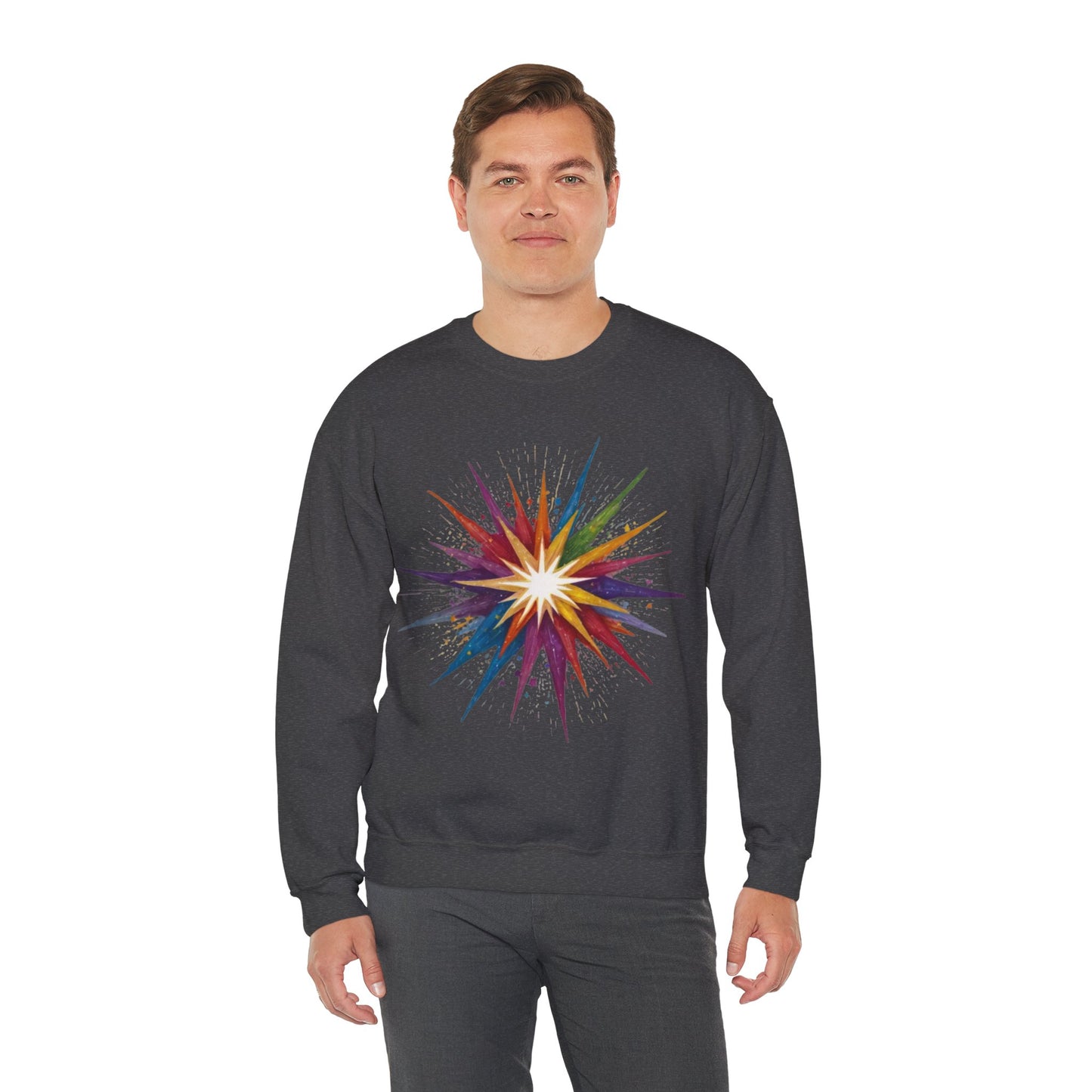 Colourful Exploding Star - Unisex Crewneck Sweatshirt