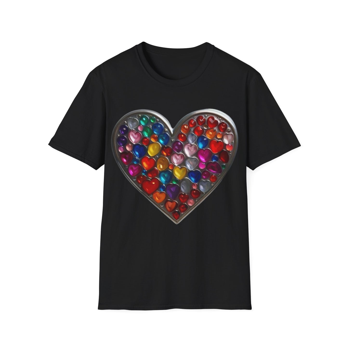 Multicoloured Silver Love Heart - Unisex T-Shirt