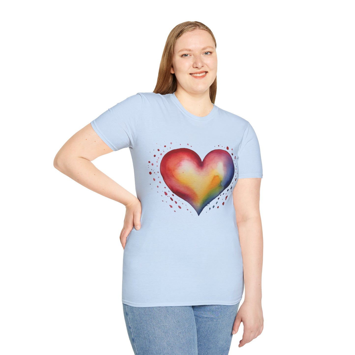 Colourful Watercolour Style Love Heart - Unisex T-Shirt