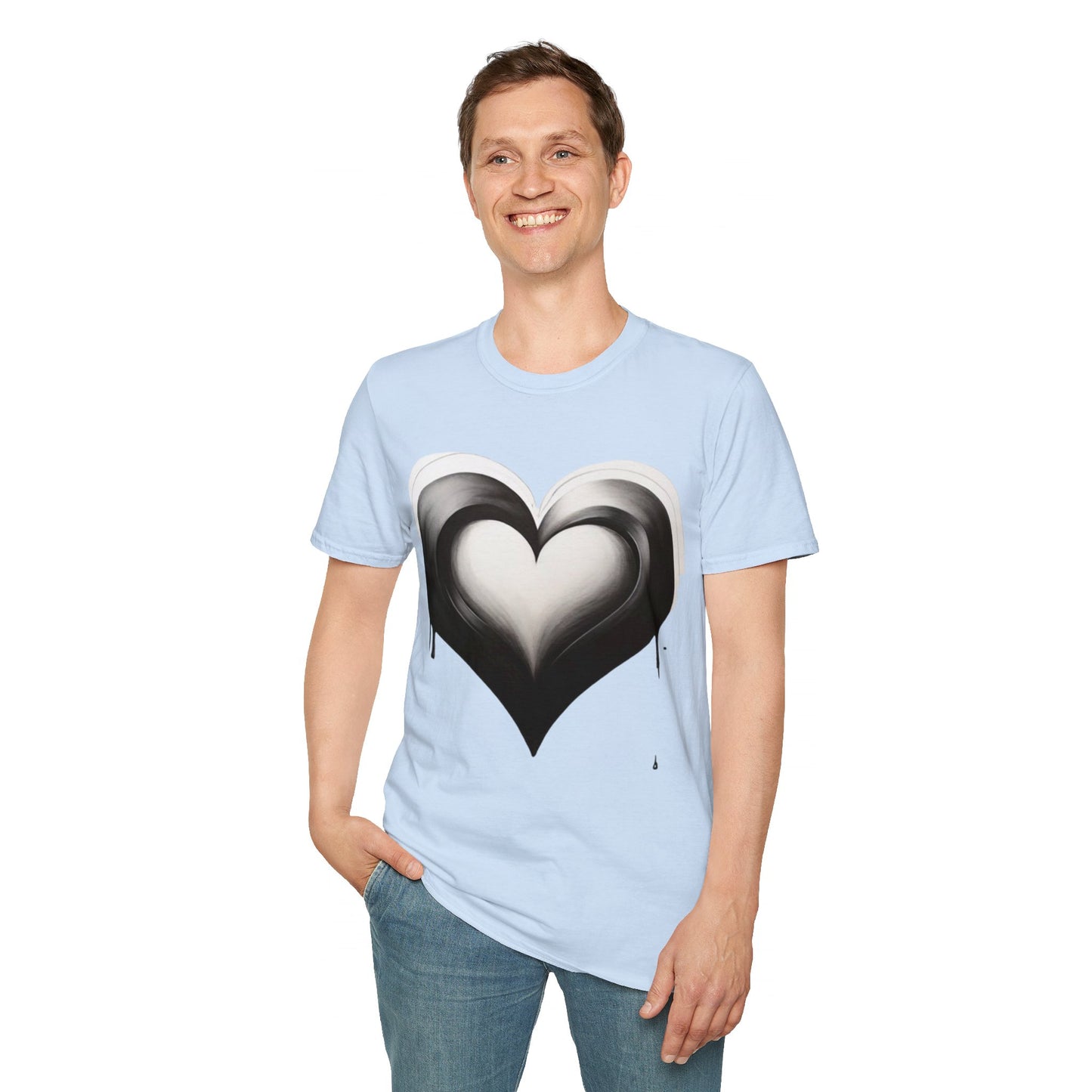 Black and White Heart - Unisex T-Shirt