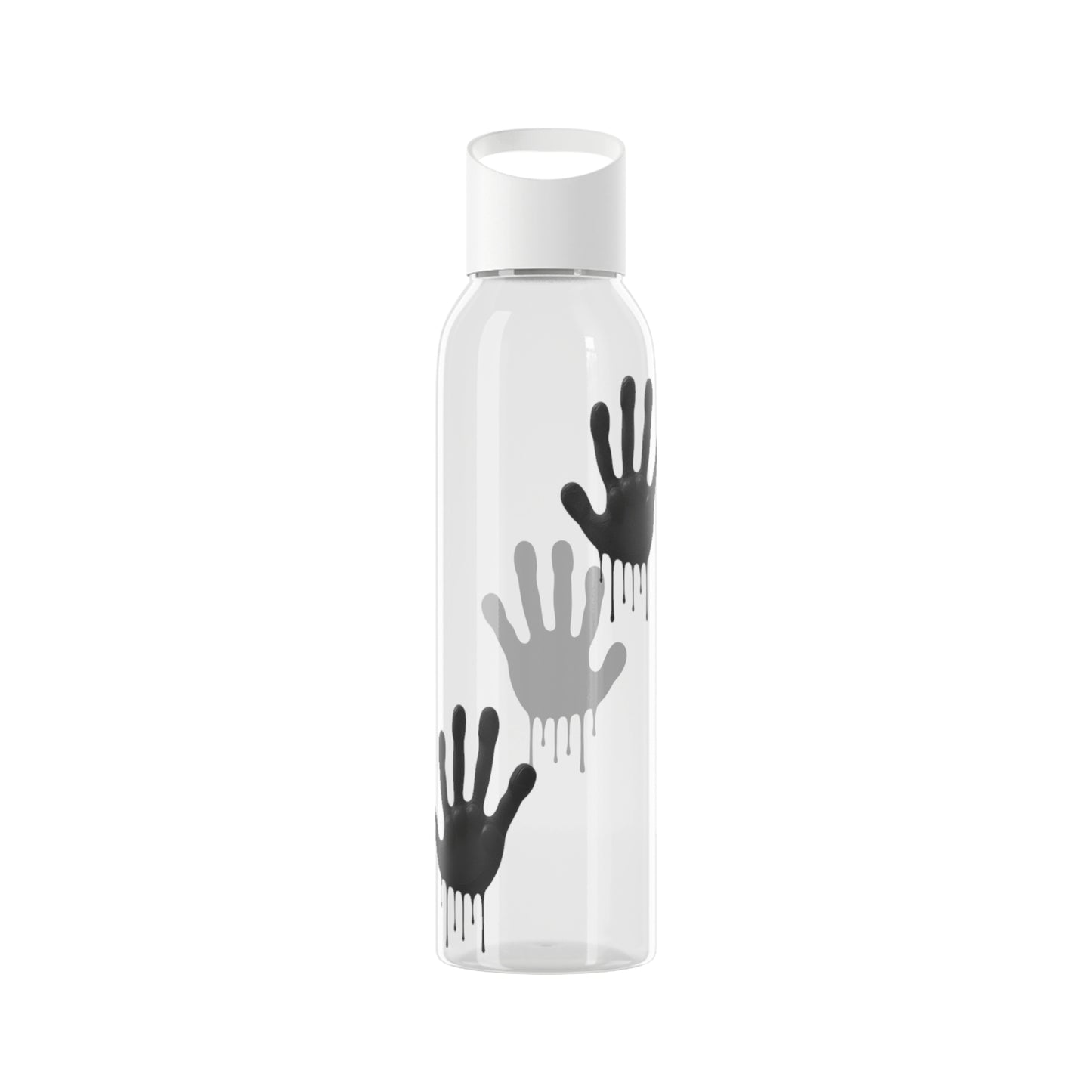 Black Hand Print Art - Sky Water Bottle