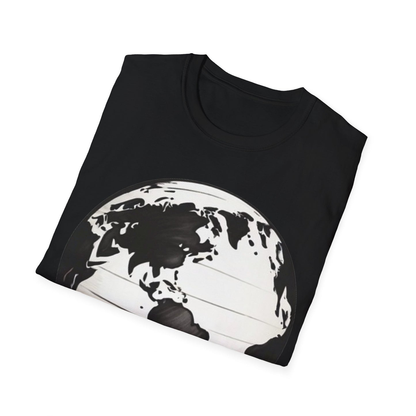 Black and White Earth Sphere Sketch - Unisex T-Shirt