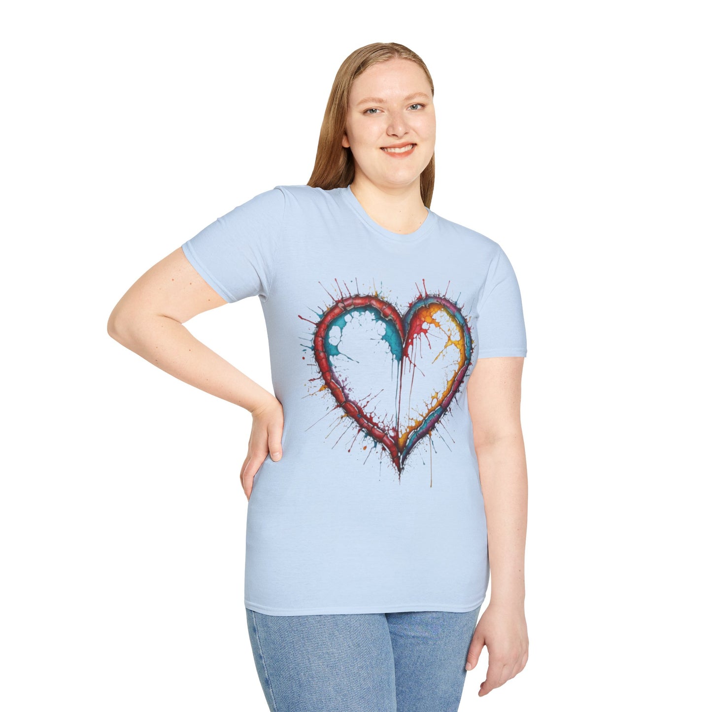 Hollow Colourful Messy Love Heart - Unisex T-Shirt