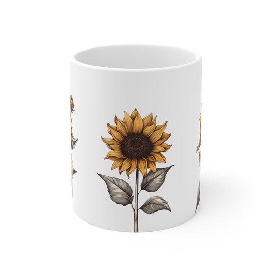 Sunflower Art Mug - Ceramic Coffee Mug 11oz
