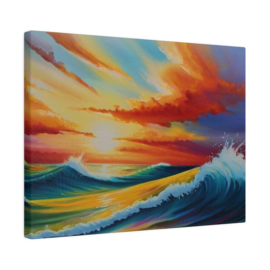 Sunset Among Waves - Matte Canvas, Stretched, 0.75"