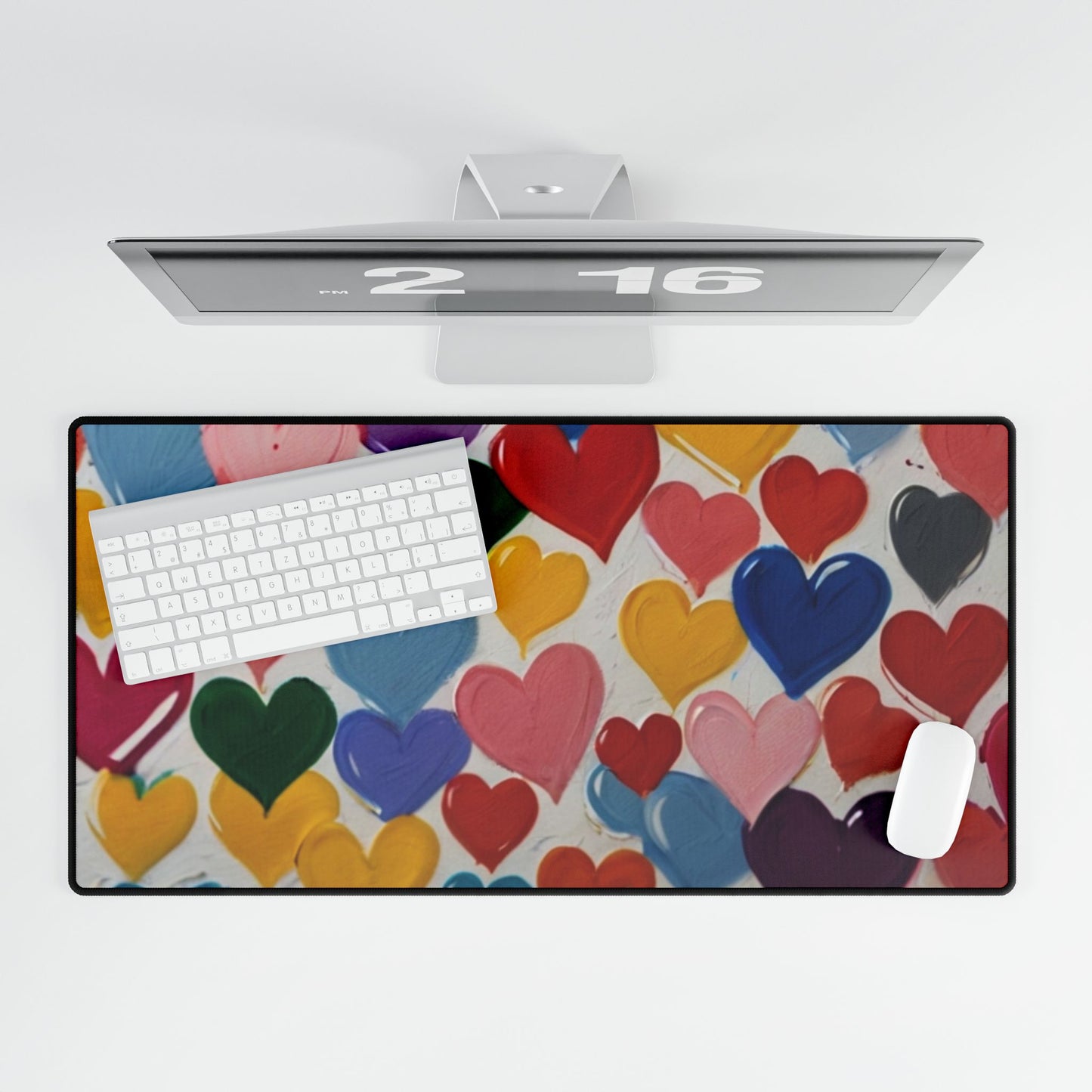 Colourful Paint Style Love Hearts - Desk Mats