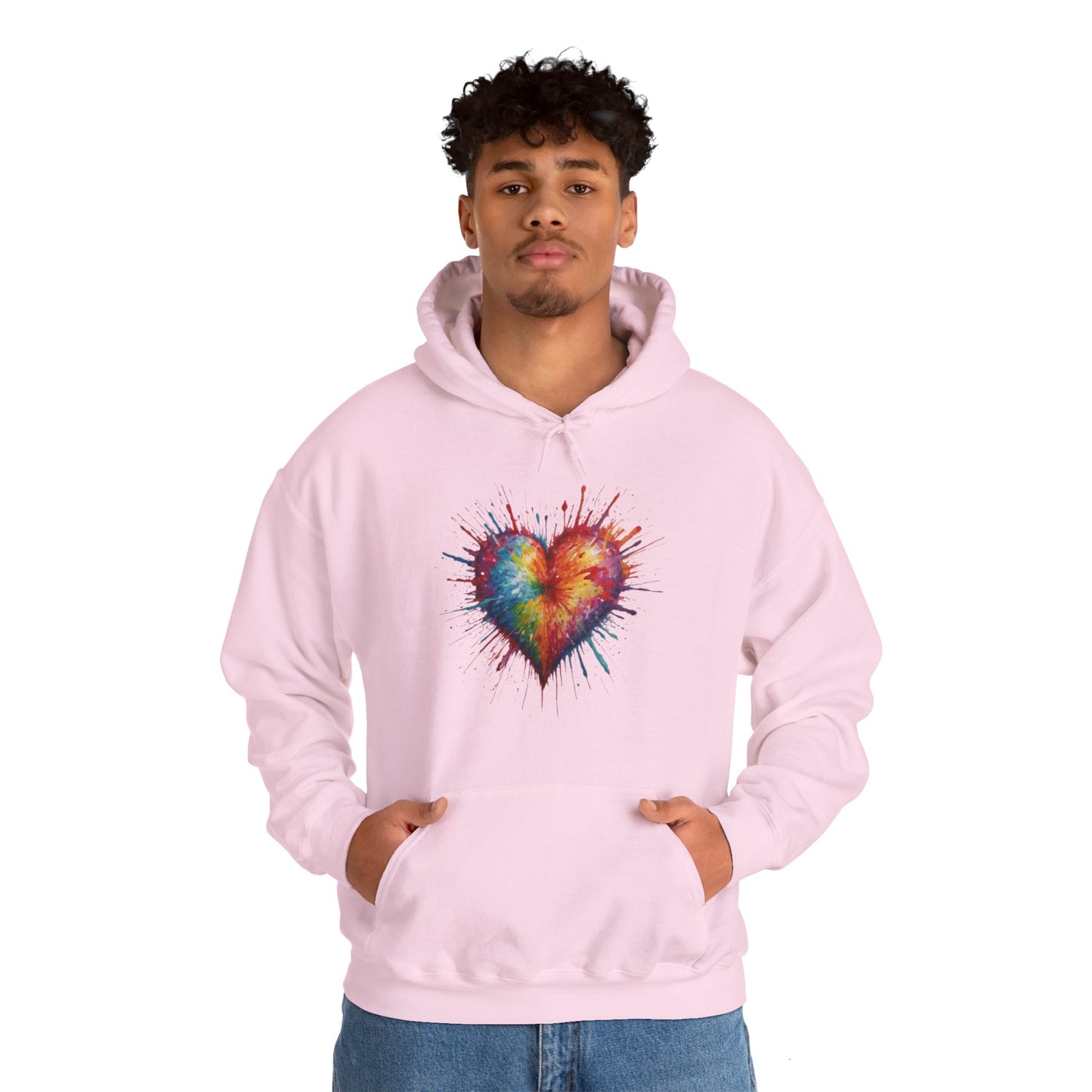 Colourful Messy Exploding Love Heart - Unisex Hooded Sweatshirt