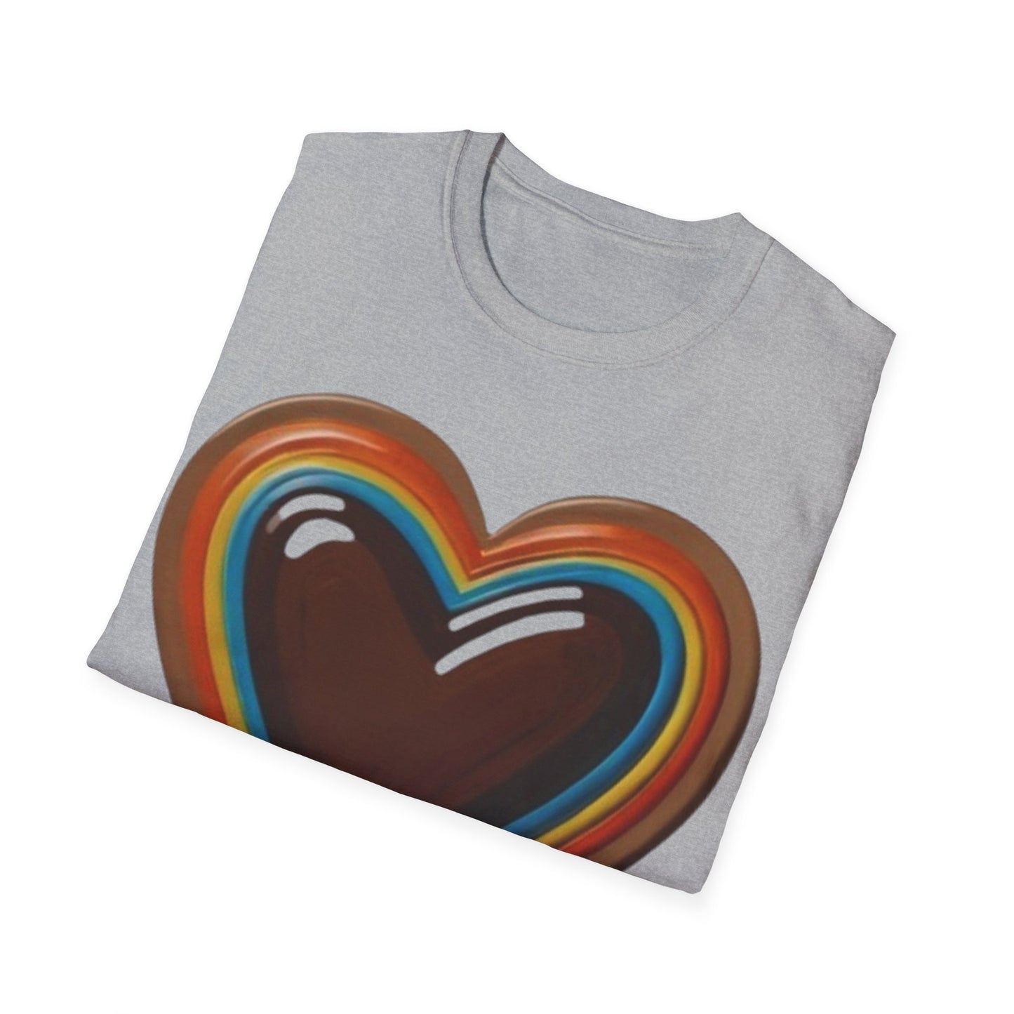 Colourful Brown Love Heart - Unisex T-Shirt