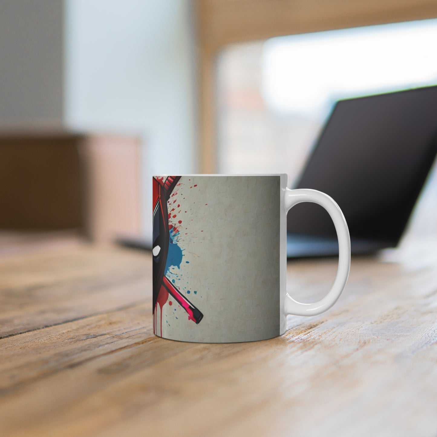Deadpool Mask Splatter Mug - Ceramic Coffee Mug 11oz