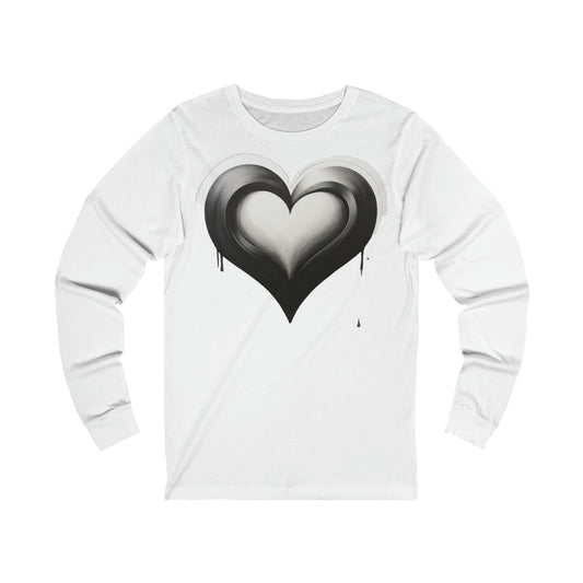 Black and White Heart - Unisex Long Sleeve T-Shirt