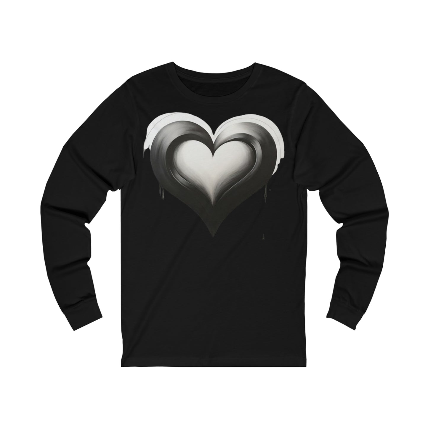 Black and White Heart - Unisex Long Sleeve T-Shirt