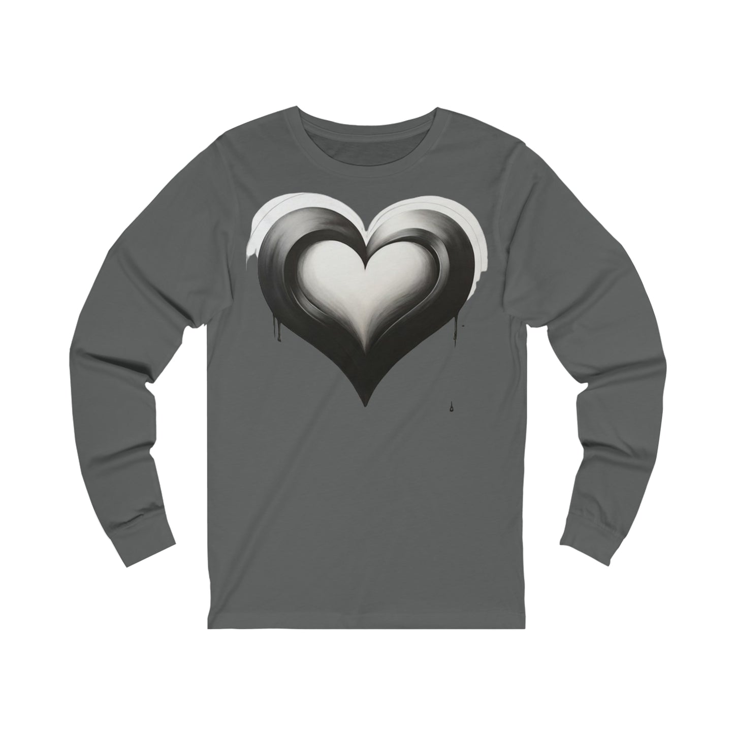 Black and White Heart - Unisex Long Sleeve T-Shirt