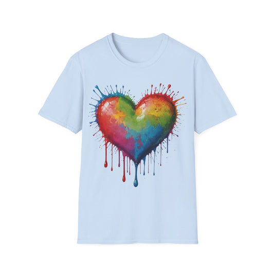 Colourful Messy Dripping Heart - Unisex T-Shirt