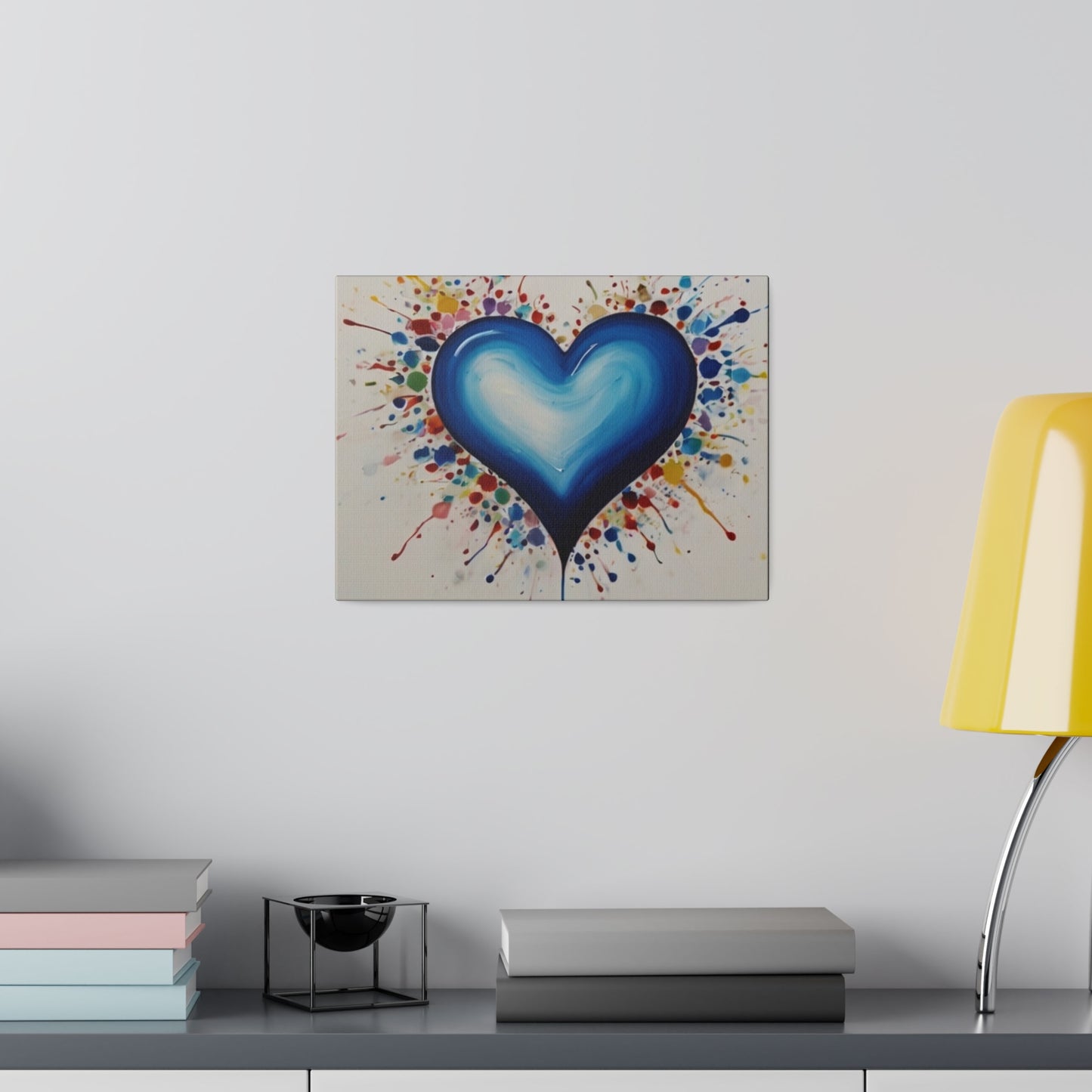 Splatter Blue Love Heart - Matte Canvas, Stretched, 0.75"