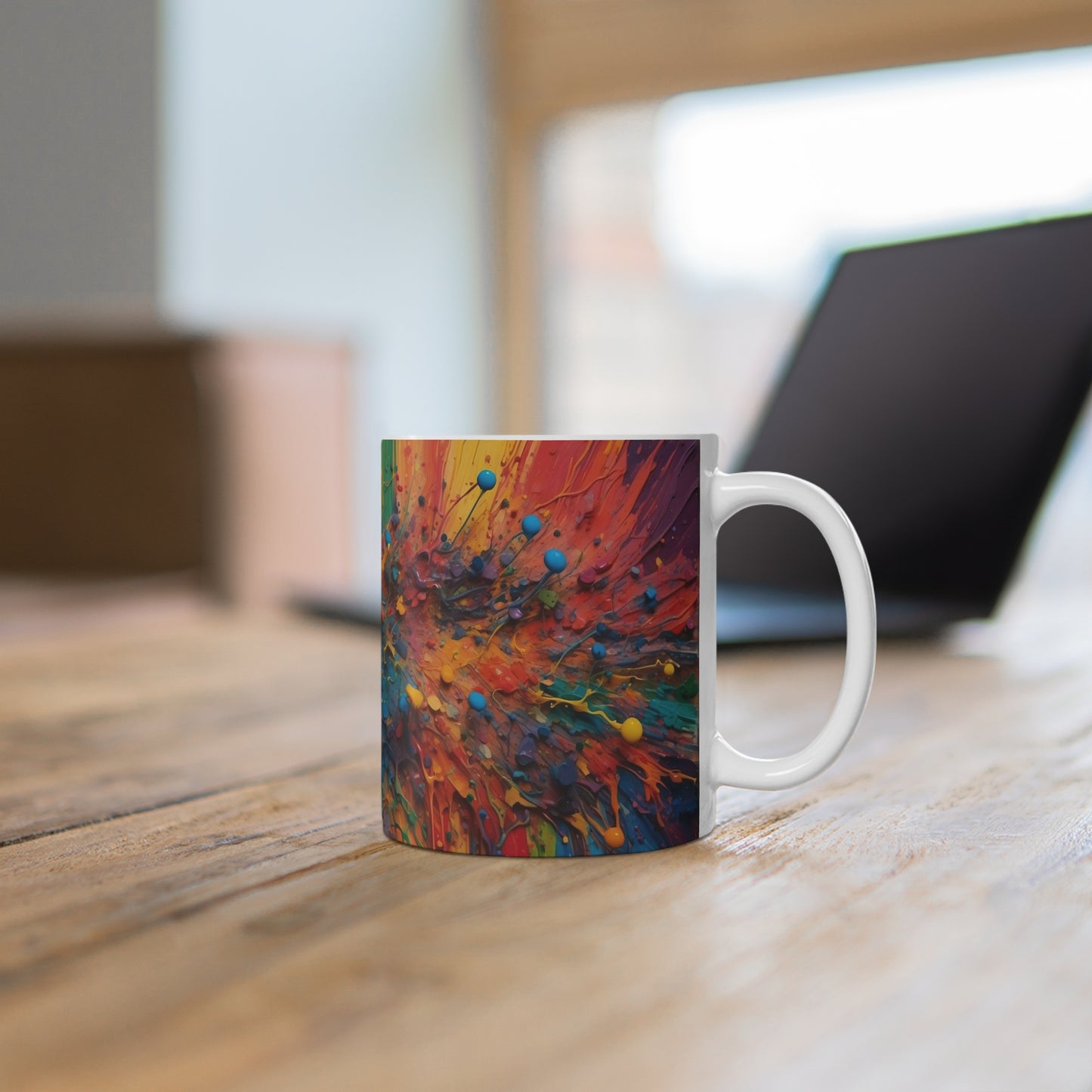 Messy Colourful Bitcoin Mug - Ceramic Coffee Mug 11oz