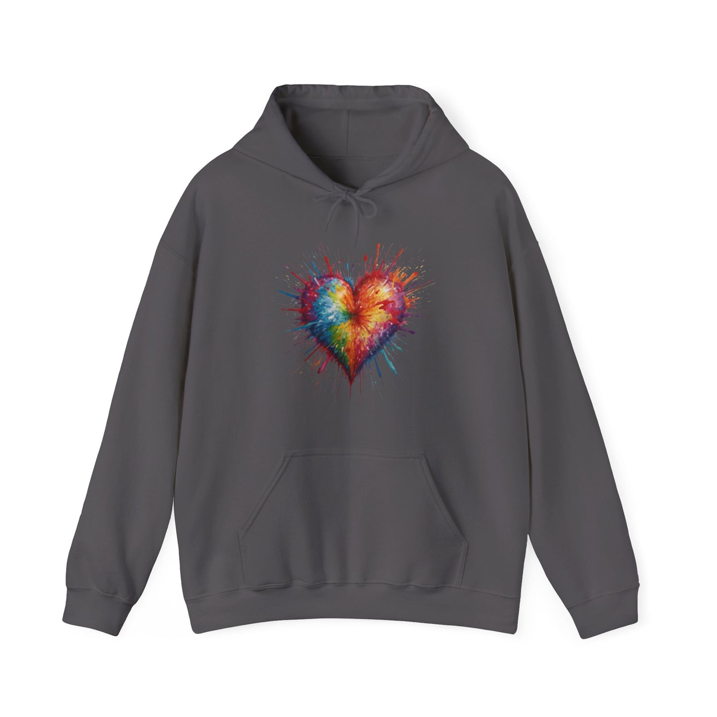 Colourful Messy Exploding Love Heart - Unisex Hooded Sweatshirt