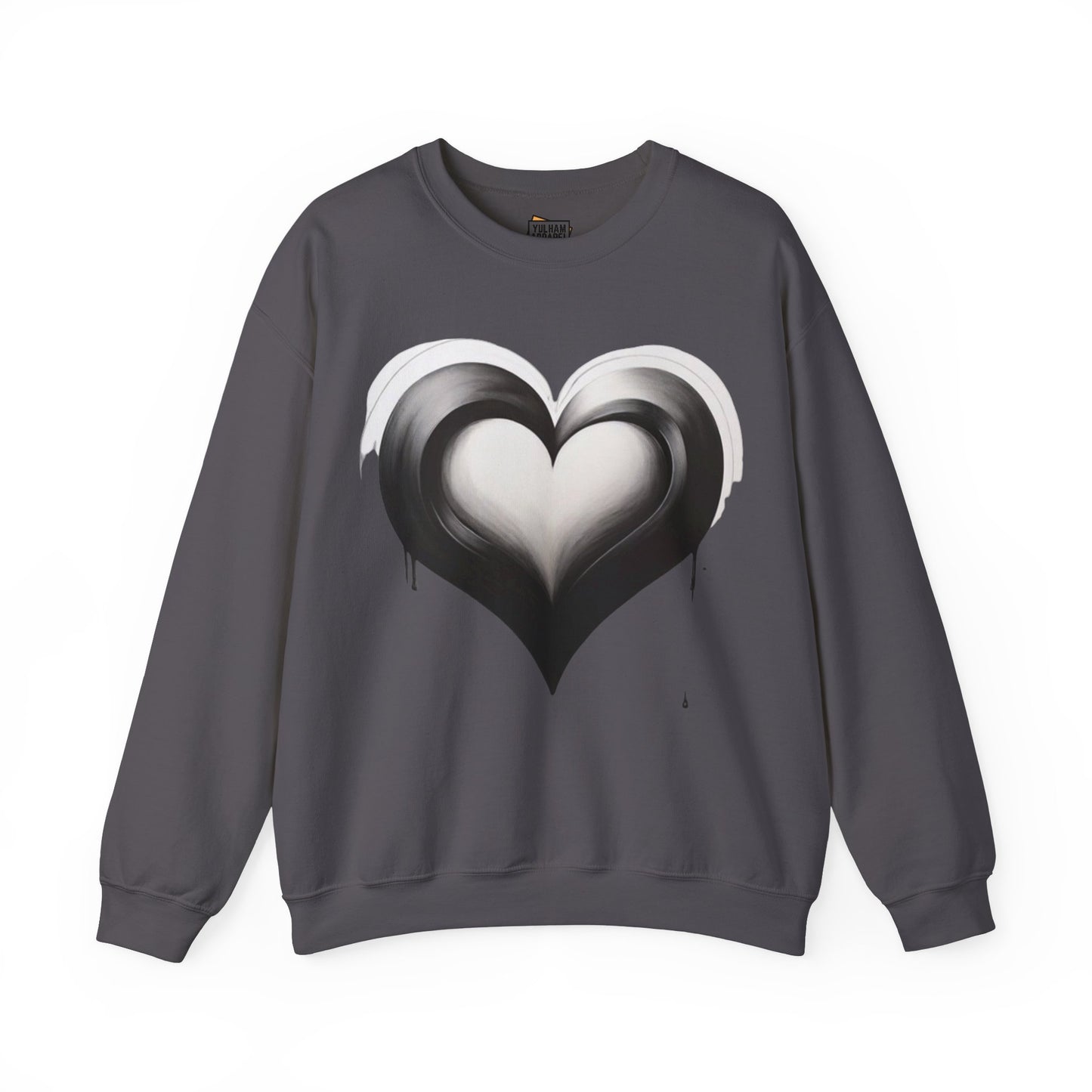 Black and White Love Heart - Unisex Crewneck Sweatshirt