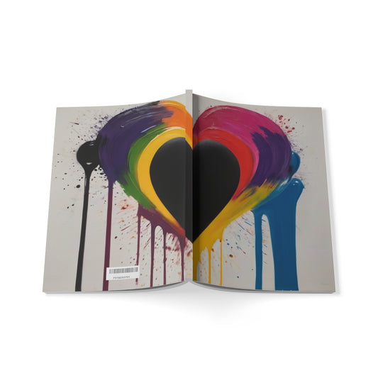 Black Love Heart With Colourful Background - Softcover Notebook, A5