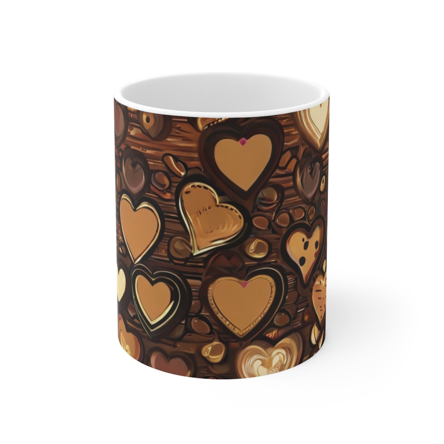 Coffee Love Hearts Mug - Ceramic Coffee Mug 11oz