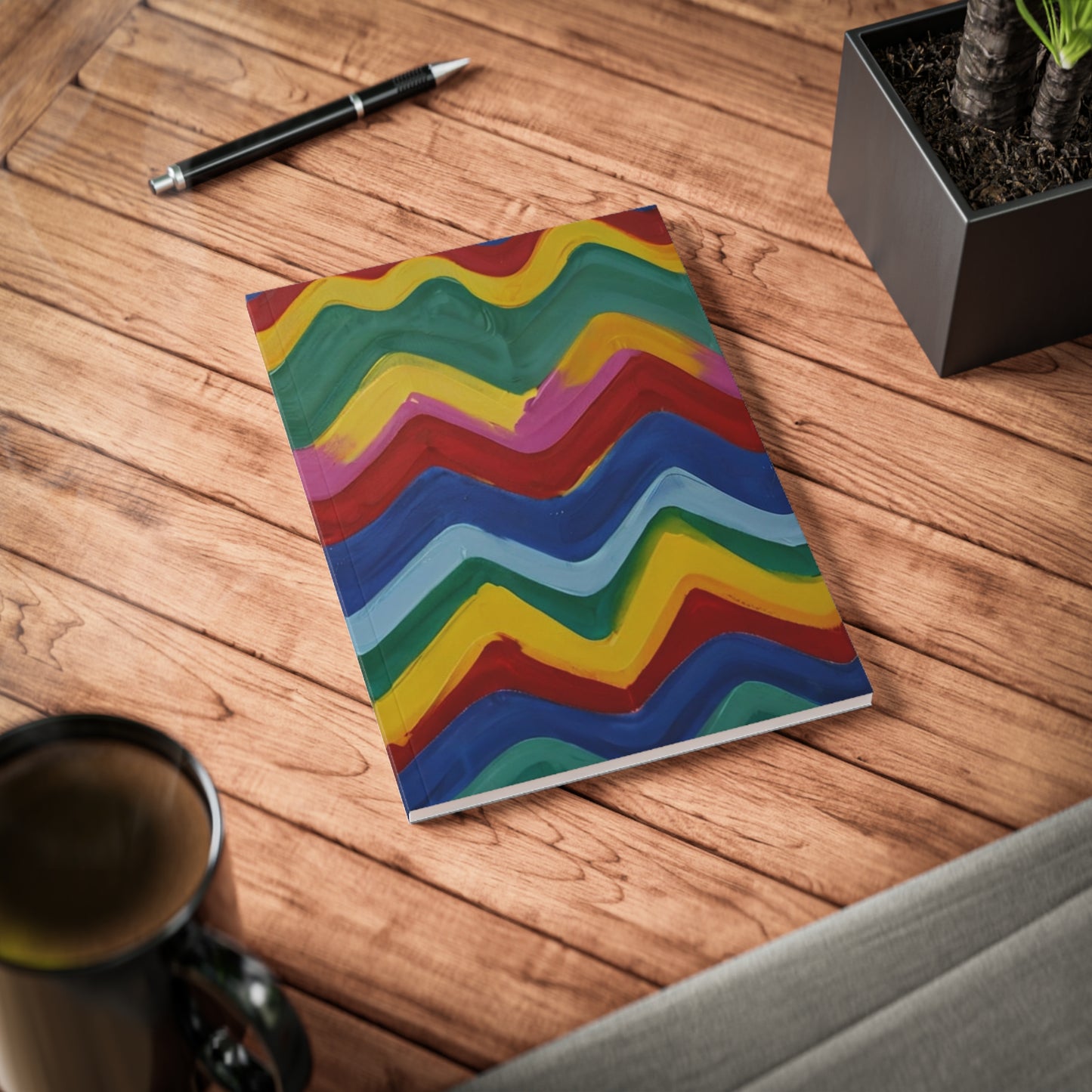 Multicoloured Paint Zigzags - Softcover Notebook, A5