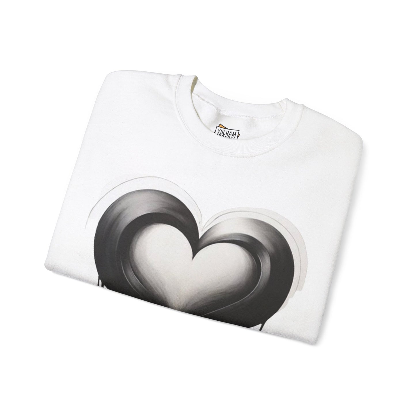 Black and White Love Heart - Unisex Crewneck Sweatshirt