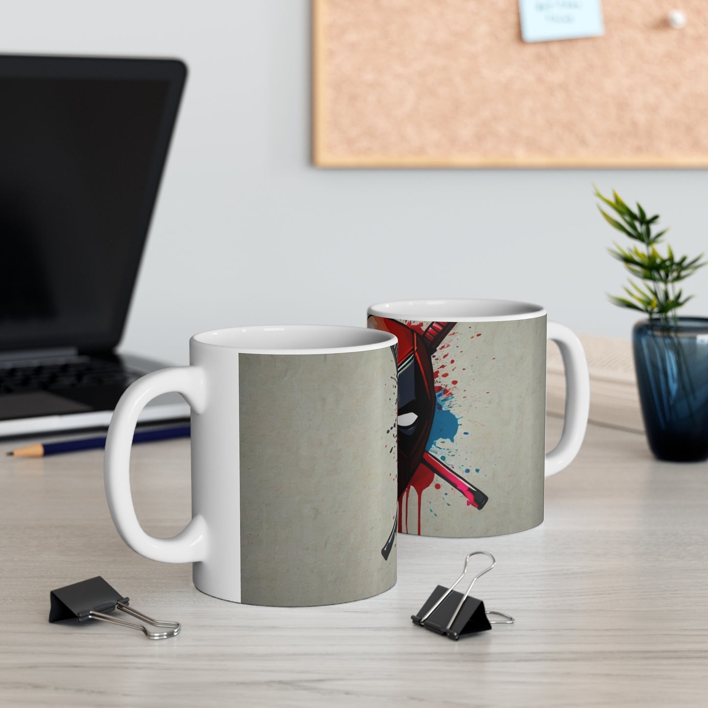 Deadpool Mask Splatter Mug - Ceramic Coffee Mug 11oz