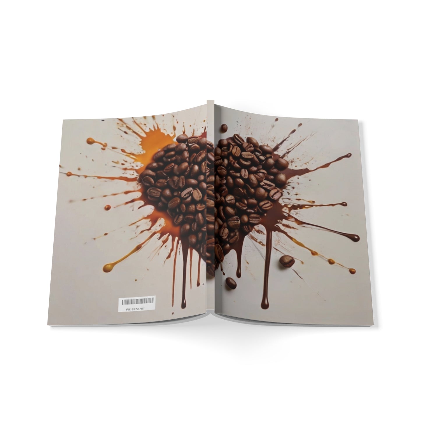 Coffee Beans Love Heart Splatter - Softcover Notebook, A5