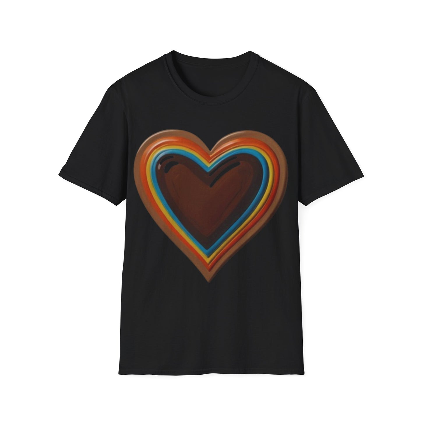 Colourful Brown Love Heart - Unisex T-Shirt