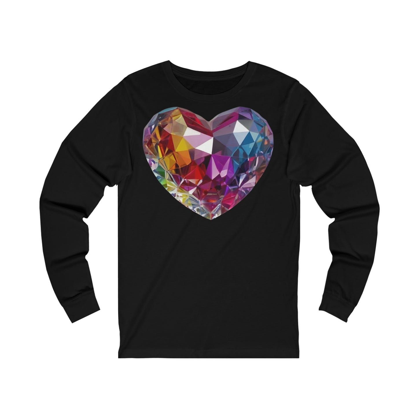 Multicoloured Crystal Love Heart - Unisex Jersey Long Sleeve Tee