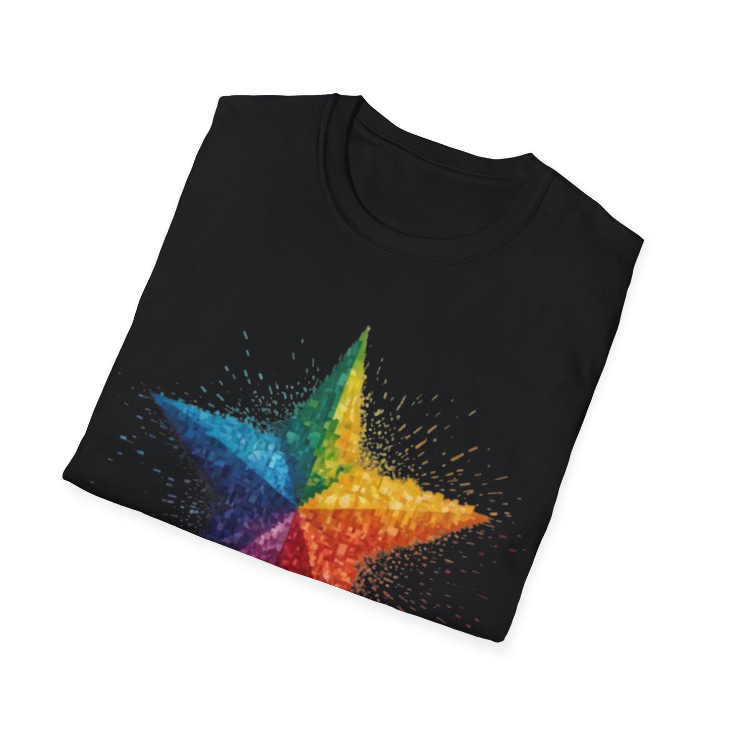 Multicoloured Pixelated Star - Unisex T-Shirt