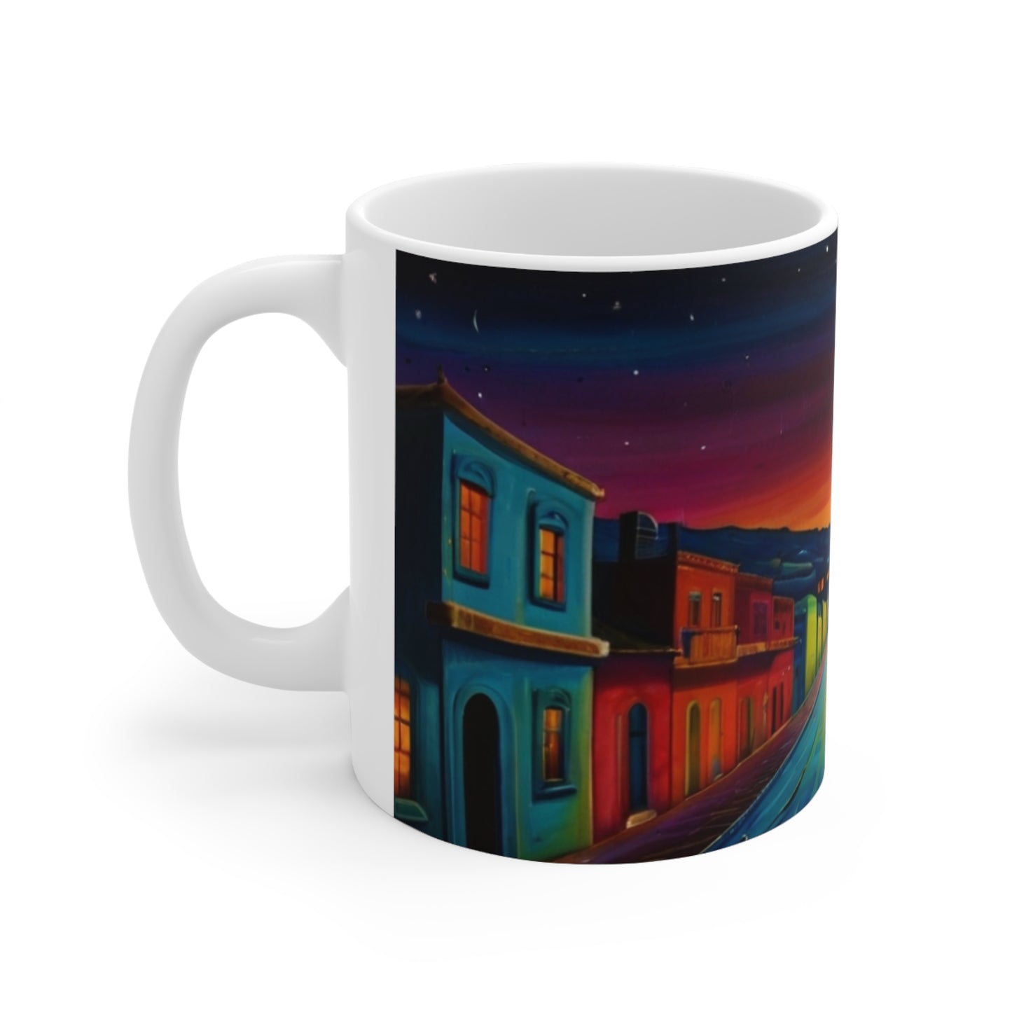 Sunset In Colourful Deserted Town Mug - Ceramic Coffee Mug 11oz