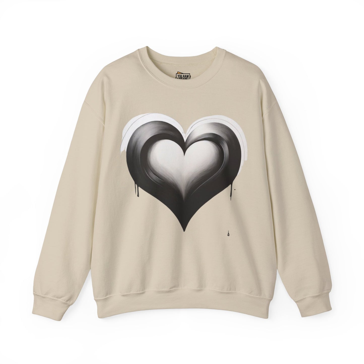 Black and White Love Heart - Unisex Crewneck Sweatshirt