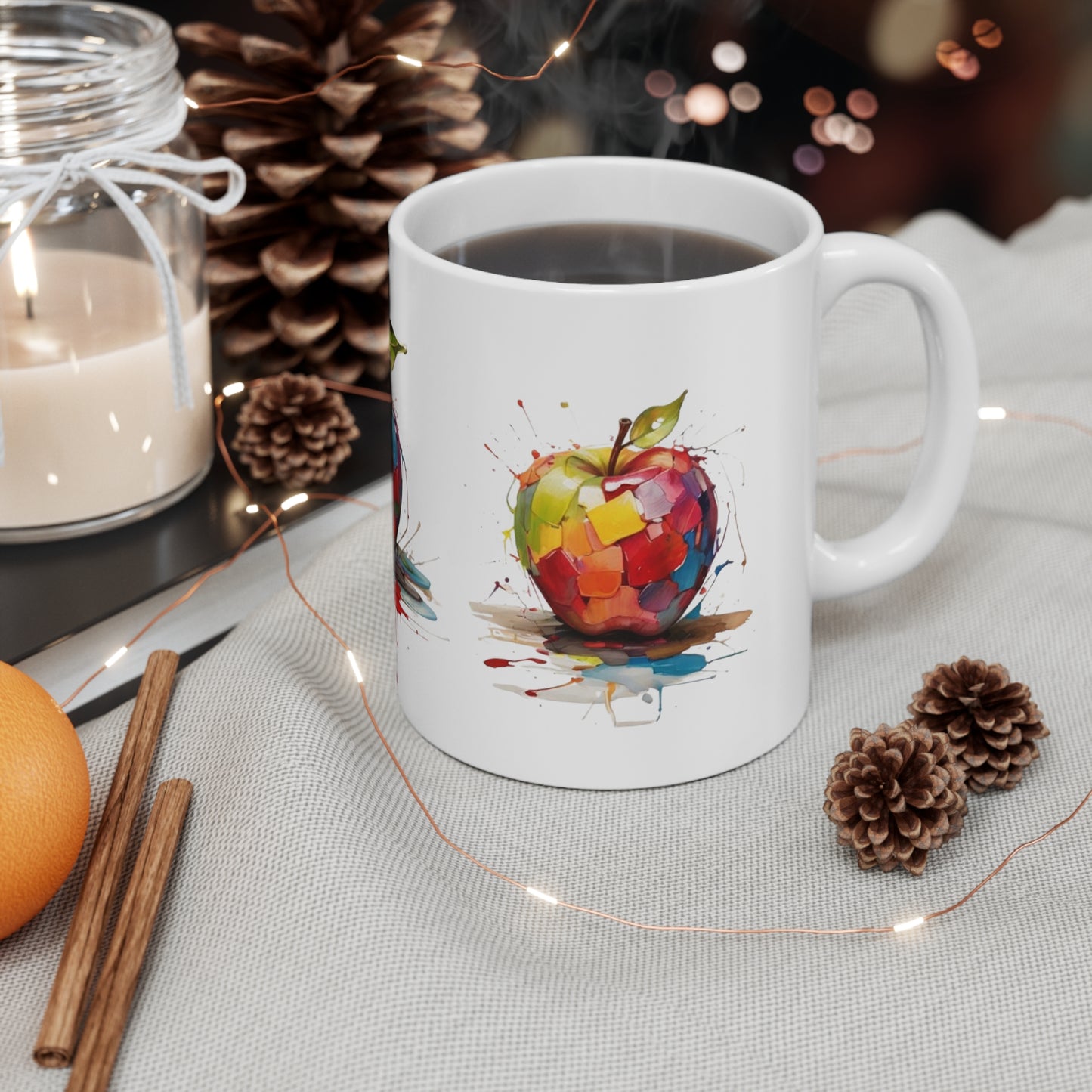 Messy Colourful Apples Mug - Ceramic Coffee Mug 11oz