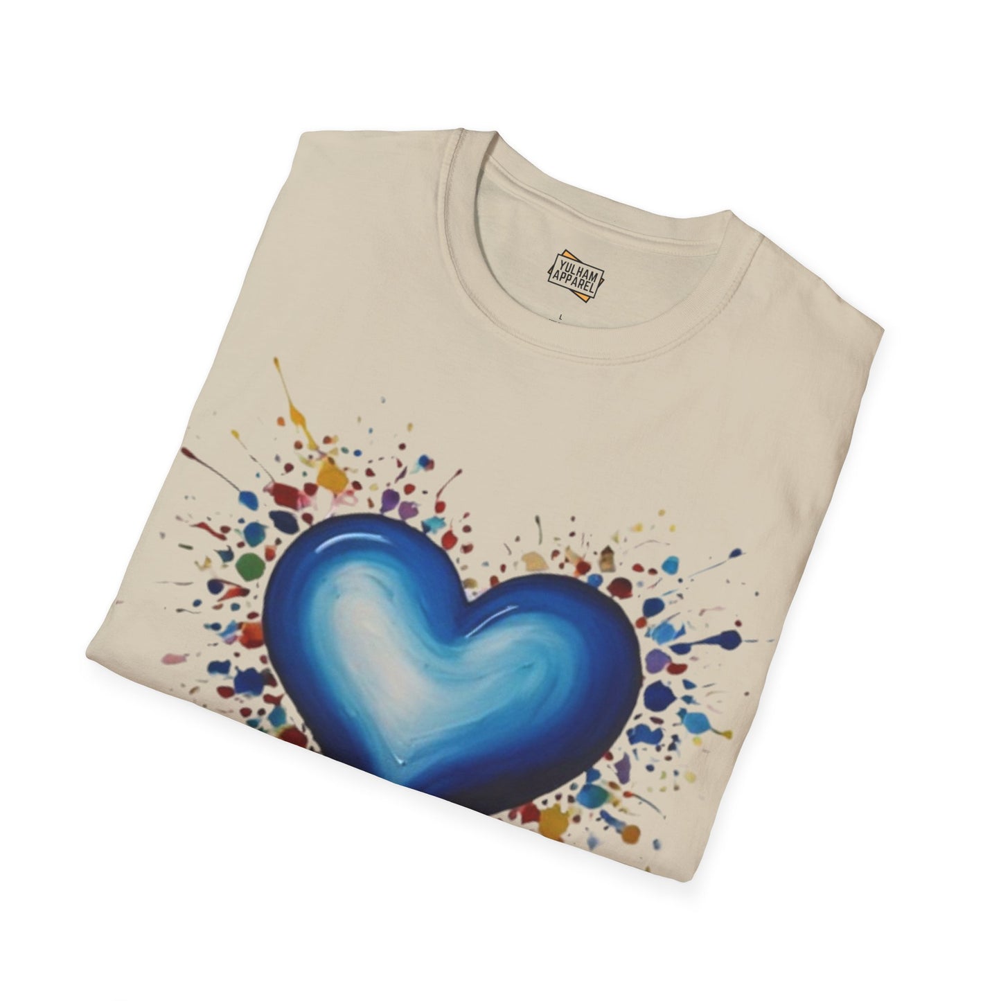 Messy Splatter Blue Love Heart - Unisex T-Shirt