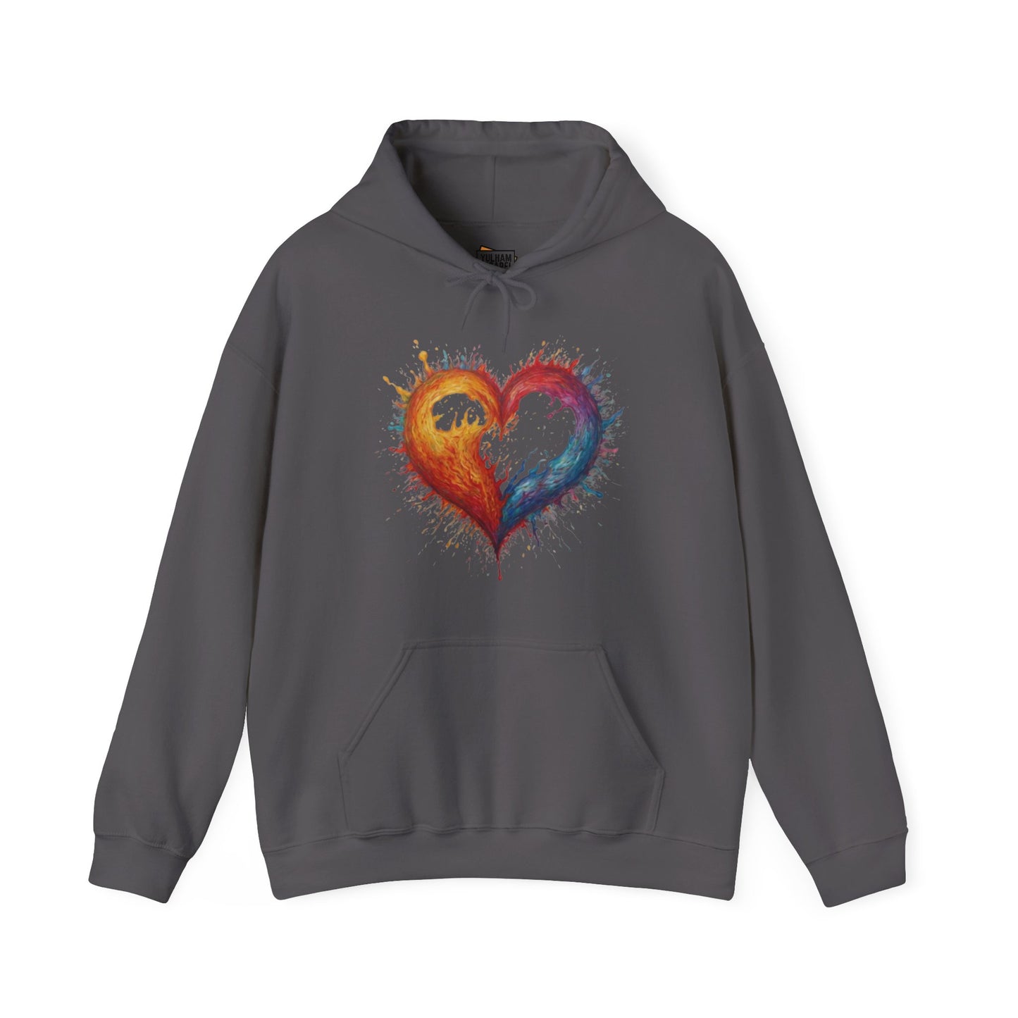 Colourful Burning Love Heart - Unisex Hooded Sweatshirt