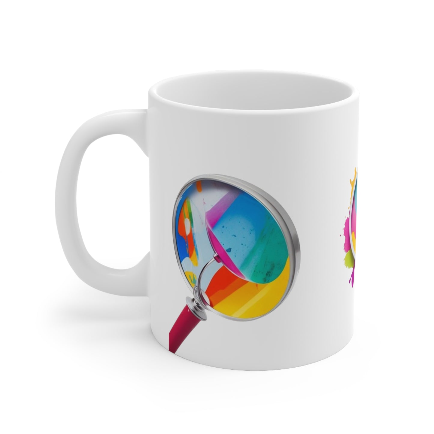 Colourful Magnifying Glass Mug - Ceramic Coffee Mug 11oz