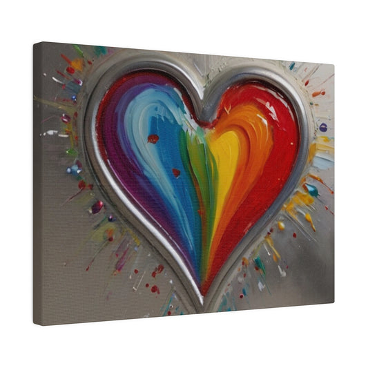 Colourful Silver Love Heart - Matte Canvas, Stretched, 0.75"