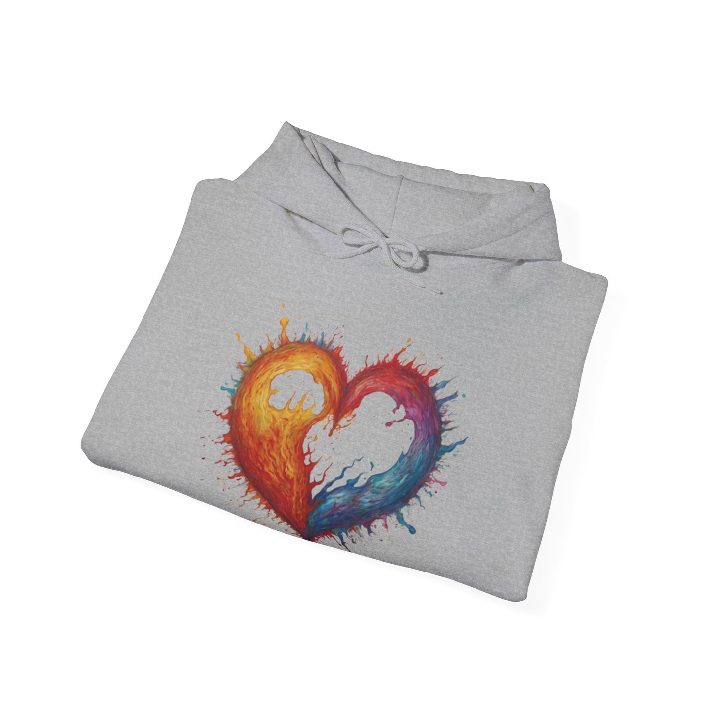 Colourful Burning Love Heart - Unisex Hooded Sweatshirt