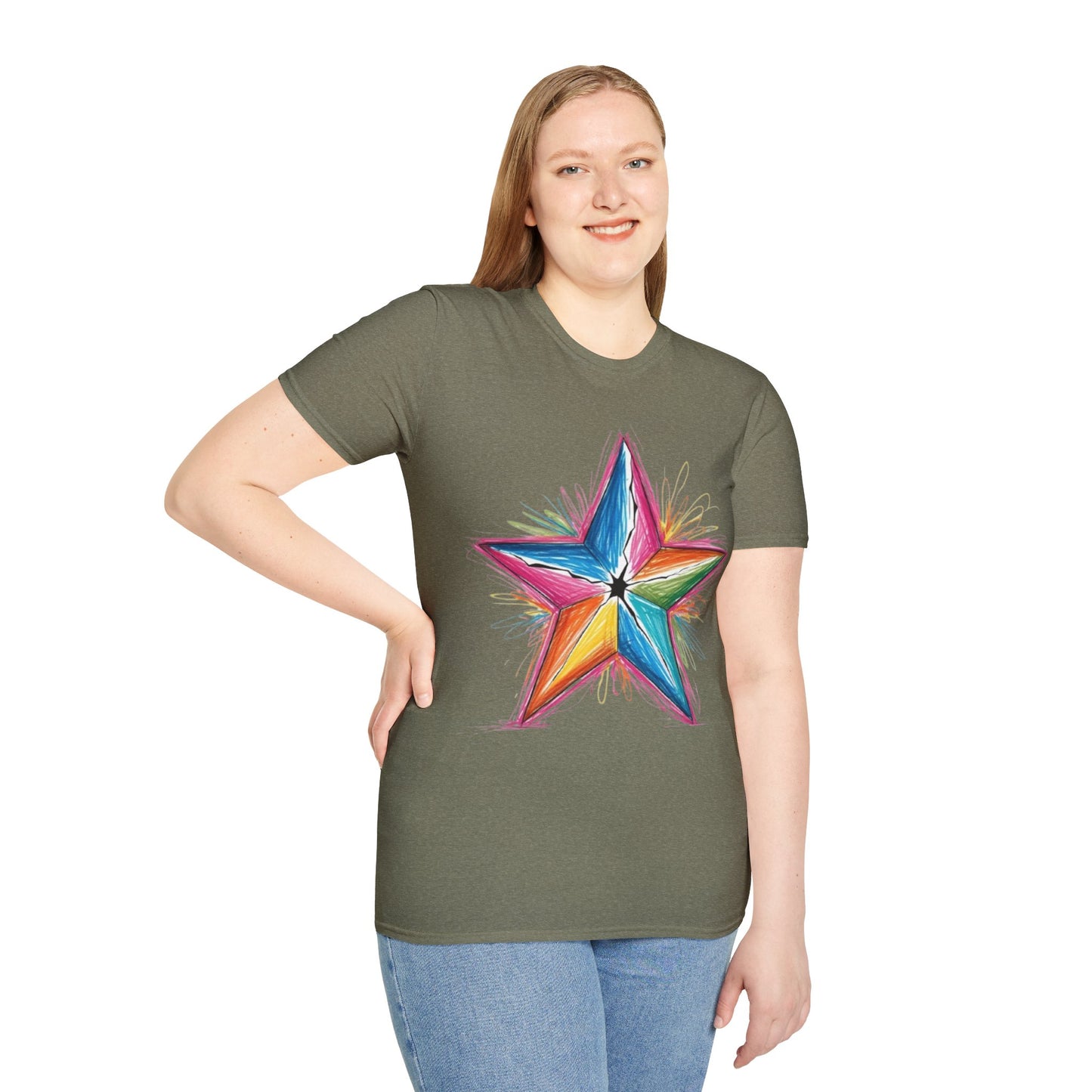 Vibrant Coloured Messy Star - Unisex T-Shirt