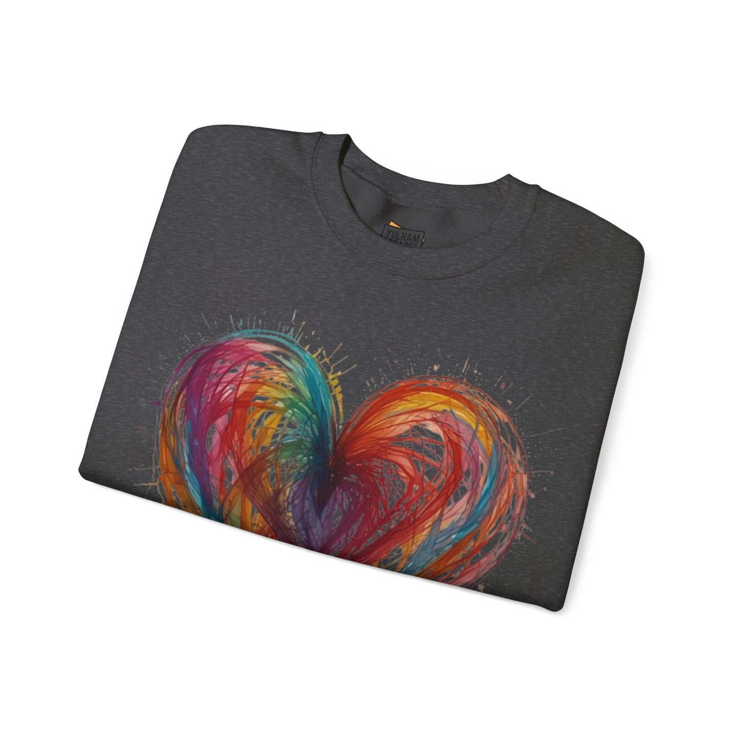 Colourful Messy Lines Transparent Love Heart - Unisex Crewneck Sweatshirt