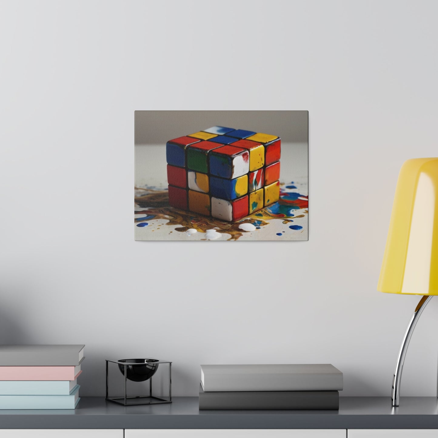 Messy Painted Rubik's Cube - Matte Canvas, Stretched, 0.75"