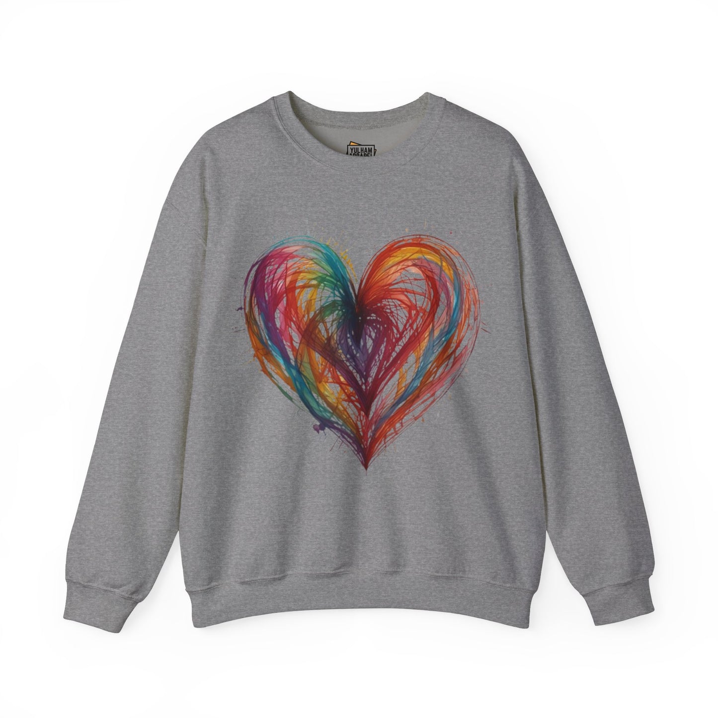 Colourful Messy Lines Transparent Love Heart - Unisex Crewneck Sweatshirt