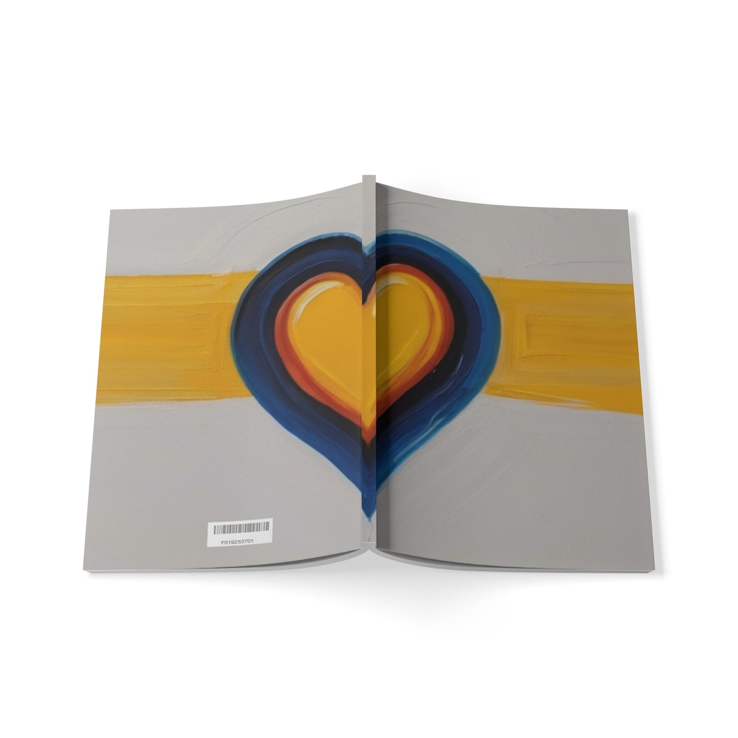 Yellow And Blue Love Heart - Softcover Notebook, A5